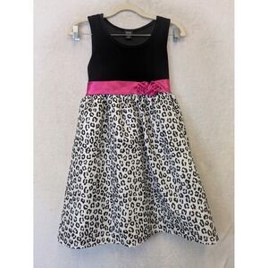Holiday Editions Girls XL 14/16 Velvet Leopard Print Party Dress Pink Rosette